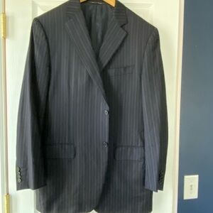 Canali Black and White Pinstripe Suit Size 54R Classic Wedding Office